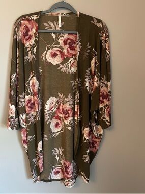 Lime in Chili Olive Floral Kimono